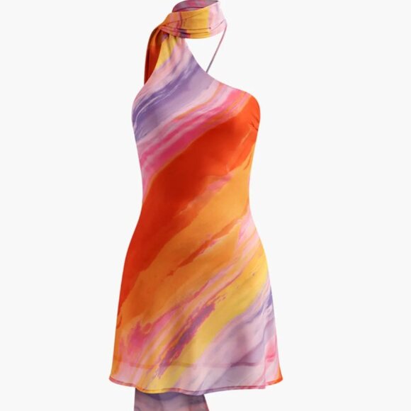 Commense Dresses & Skirts - COPY - Commense One Shoulder Dress - Vibrant Orange and Pink